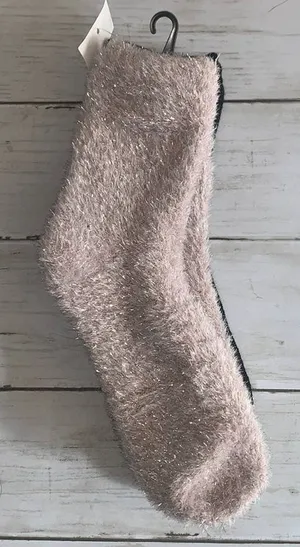 5/$25 NWT Betsey Johnson Fuzzy Lurex‎ Metallic & Plain Black Crew Socks thumbnail 1