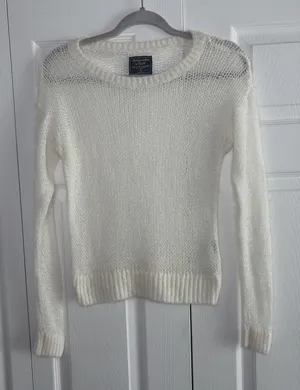 Abercrombie & Fitch Open Knit Sweater Womens Size XS White Y2K Sheer Sweater thumbnail 1