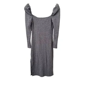 AVEC LES FILLES Ribbed Knit Knee Length Dress Gray‎ Small thumbnail 3