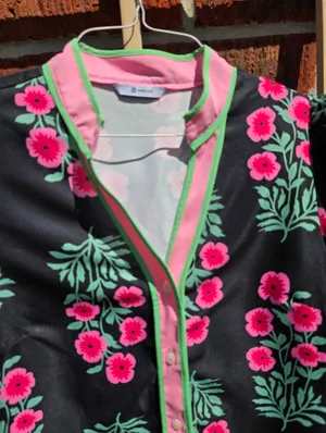 Floral Mini Dress Puff Sleeve V-Neck Button Down Casual Beach Boho Small thumbnail 3