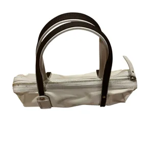 Kate Spade New York white and brown trim small nylon Tote handbag thumbnail 2