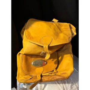 Vintage Amanda Johnson Yellow Leather Backpack Helsinki 1999 Commemorative Bag thumbnail 5
