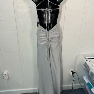 La Femme Silver Spaghetti Strap Backless Dress Size 2 NWT thumbnail 8
