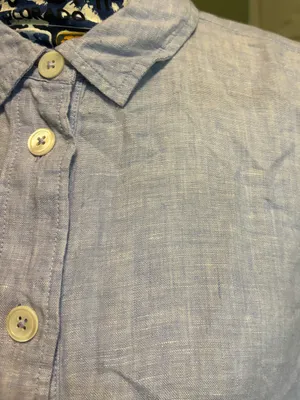 Light Blue Linen Button-Up Dress thumbnail 5