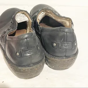 Crocs UGG Australia ANILA Slip-on Shoes Womens Sz 9 Black Leather Wool Lined‎ Braided thumbnail 4