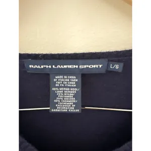 Ralph Lauren Sport Navy Blue‎ Merino Wool Cashmere V-Neck Sweater Womens Large thumbnail 3