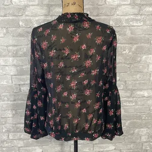 Maurices metallic floral front tie blouse thumbnail 5