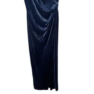 Lulu’s Elegant Era Dark Slate Blue Velvet One Shoulder Maxi Dress NWT thumbnail 4