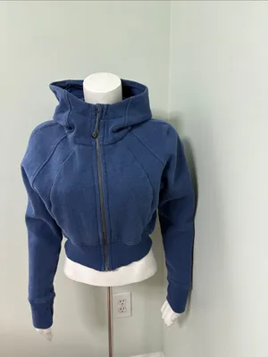 lululemon Blue Heather Oasis Scuba Full Zip Cropped Hoodie size 8 thumbnail 3