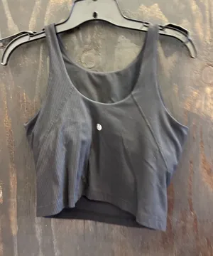 Lululemon Ebb to Street Racerback Crop Tank Top Black Ribbed Size S Built-in Bra thumbnail 1