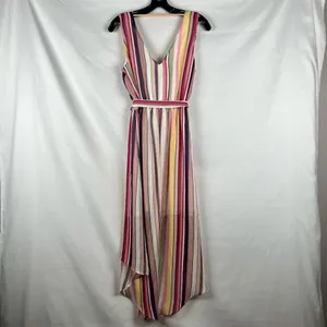 BCX Stripe V-neck Belted Maxi Dress Large thumbnail 3