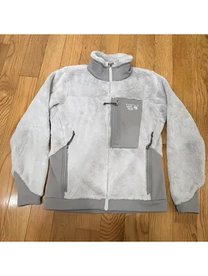 Women’s Small Mountain Hardwear Fleece Jacket Gray Monkey Polartec Full Zip thumbnail 2
