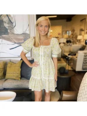 LOVE THE LABEL anthropologie Josepha floral boho white dress smocked size xs thumbnail 14