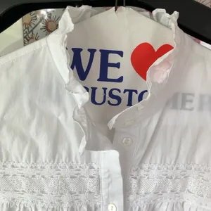 Zara Cotton Crop Puff Sleeve Blouse XS White Lace Button Front Romantic thumbnail 3