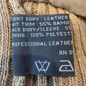 Rem‎ Garson Women's Tan Suede Leather Knit Zip Up Jacket Cardigan Festival Retro thumbnail 4