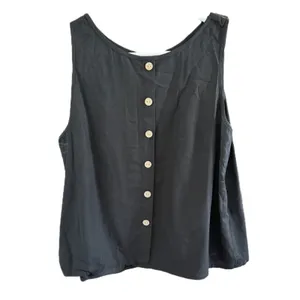 NWT Women Linen 2 Piece Outfit Black Crop Tank Top and Shorts Set Size L thumbnail 6