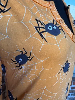 SHOSHO Halloween SpiderWeb 1-Piece Orange Pajama Romper + Headband Women’s Large thumbnail 4