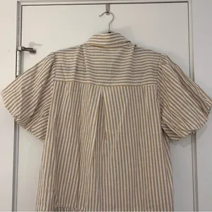 In the Beginning Tan and White Stripped Mini Cotton Dress Marissa Button Down thumbnail 10