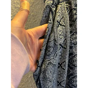 Three dots blue pattern boho wide leg pants XXL Beachy flowy travel stretchy thumbnail 6