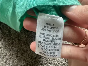 Show Me Your MuMu Green Short-Sleeve Bicoastal Linen Blazer Romper thumbnail 7