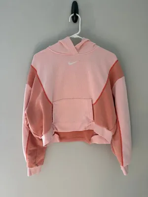Nike Pink Colorblock Cropped Hoodie Women’s L thumbnail 3