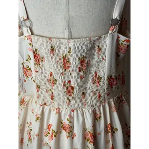 Scarlet Darkness Milkmaid‎ Dress Women Large Ivory Pink Floral Boho Cottagecore thumbnail 11