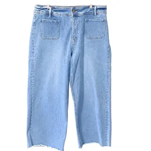 Mica Denim Wide Leg Crop Jeans Size‎ 32 Fits 12-14 Inseam 25" Stretch Pockets thumbnail 2
