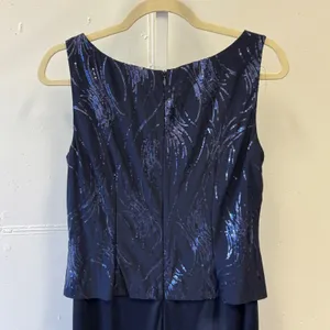 Alex Evenings Navy Blue Sequin 2 pc Dress Jacket Set Formal Mother of the Bride‎ thumbnail 5