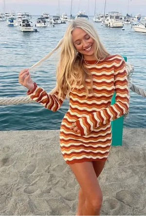 Rhythm. Sunshine Chevron Knit Long Sleeve Mini Dress Size Medium thumbnail 1