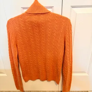 J.Crew Womens Orange Cable Knit Turtleneck Sweater Long Sleeve Ribbed Trim thumbnail 4