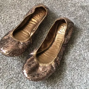 Tory Burch Glitter Sequin Eddie Ballet Flats in Copper Size 6.5 US Women’s Shoe thumbnail 1