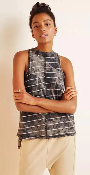 FP Movement Green and Lavender Striped Sleeveless Making Waves Tank - Size - XS thumbnail 1
