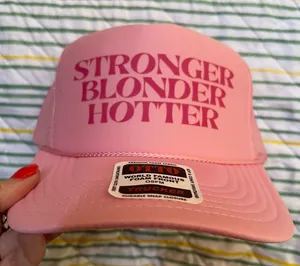 Stronger blonder hotter country inspired trucker hat thumbnail 1