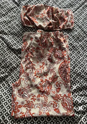 SheIn Floral & Paisley Print Tube Top & Wide Leg Pants thumbnail 2