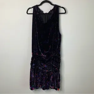 Ramy Brook silk velvet velour floral‎ Dolores halter mini dress size 14 party thumbnail 7