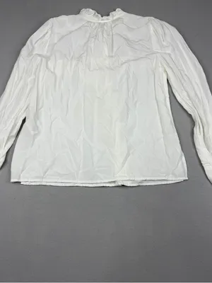 NWT Dear John Ayla Blouse Womens S White Ruffle Pearl Snap Western Prairie Top thumbnail 3