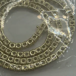 4mm VVS1 Moissanite Tennis Chain Necklace Real Gold - Men Women 22 Inch No Pass thumbnail 7