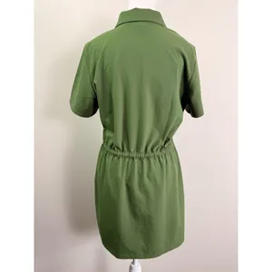 Beyond Yoga Olive Green City Chic Short Sleeve Mini Zip Shirtdress Large thumbnail 4