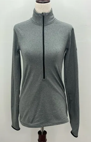Nike Pro Dri-FIT Womens Gray Half-Zip Pullover Mock Neck w/Thumbholes Medium thumbnail 1