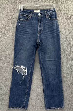 Abercrombie Fitch Curve Love The Ankle Straight Ultra High Rise‎ Jeans 6/28 x 26 thumbnail 1