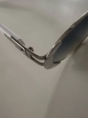 Amazon white silver oval retro Frame Gradient Blue  Sunglasses thumbnail 3