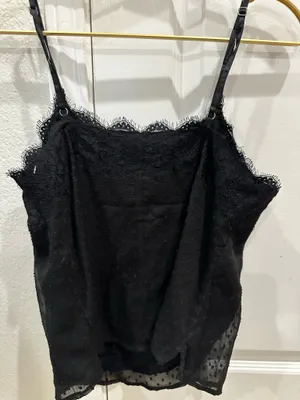 Y2K Abercrombie Vintage babydoll tank with lace accents. Dark romance, whimsy-goth, witchy, femme-girly, ballet-core thumbnail 2