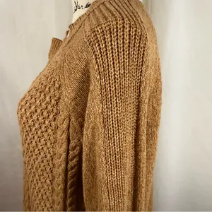 Crown & Ivy Tan Oversized Long Sleeve Cable Knit Mock Neck Sweater Size XL thumbnail 4