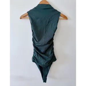 ARITZIA Contour Cowl Neck Teal Green Ruched Sleeveless Bodysuit Womens XS thumbnail 2
