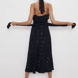 Zara Black Polka Dot Midi Slip Dress thumbnail 4