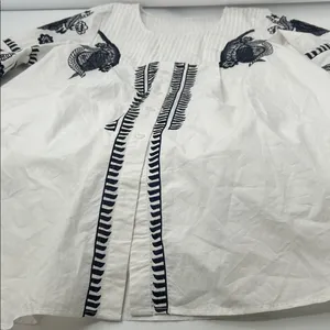 Embroidered White and Black Mini Dress thumbnail 1