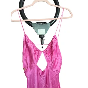 Meshki Sadie Maxi Satin‎ Halter Ruched Slip Dress Pink Size XL Wedding Guest thumbnail 14