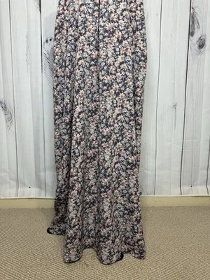 LoveStitch Long Floral Maxi Dress Sz L Pockets Purple Pink Racerback Beach thumbnail 3