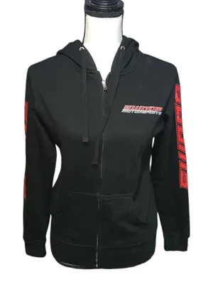 Independent Trading Company Swoop Motorsports Black Zip-Up Hoodie Sweatshirt Unisex XS thumbnail 1