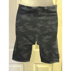 SPANX Women’s Black Camo High Rise Textured Pull-on Nylon Biker Shorts- Large thumbnail 5